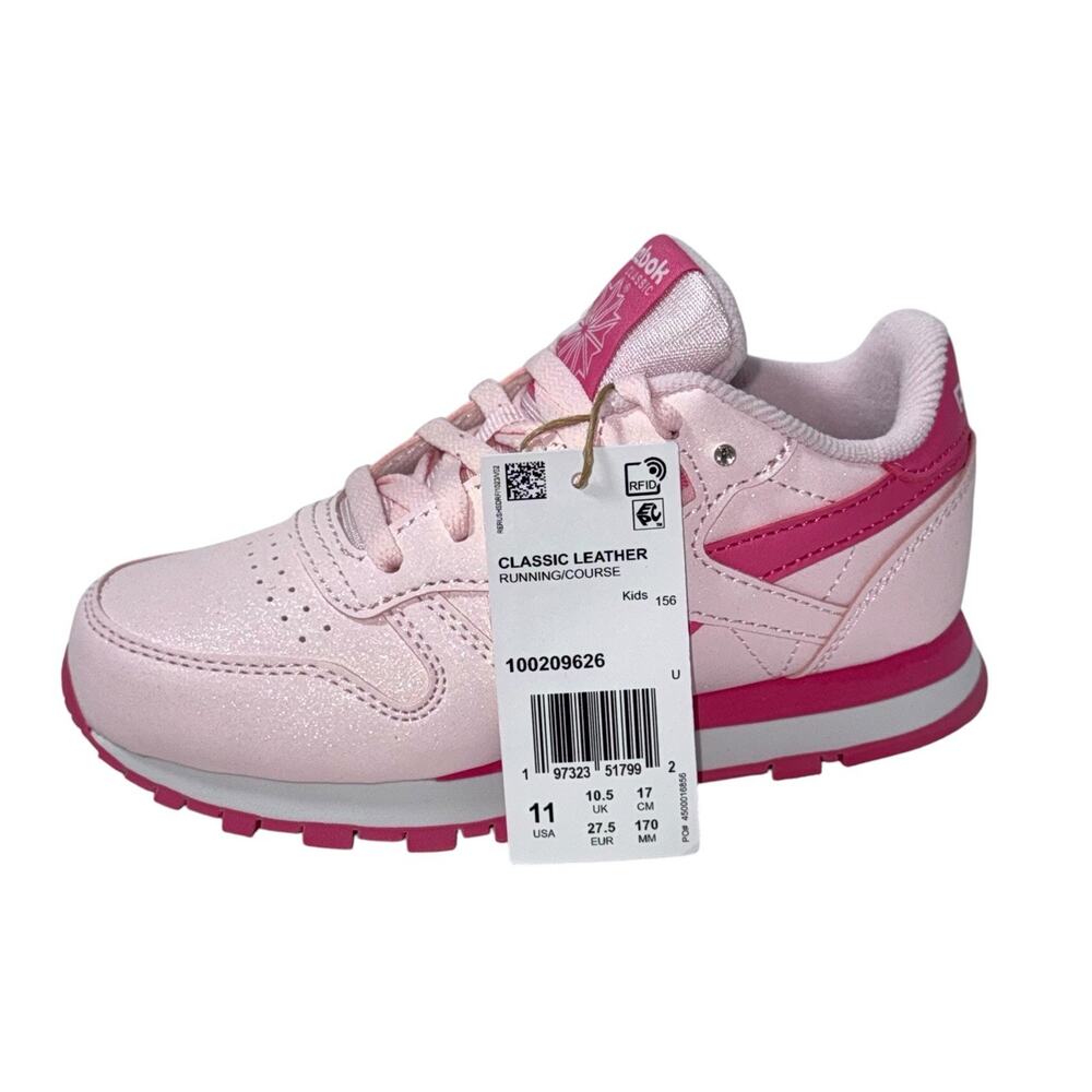 Reebok Running course Pink Girls Classics leather shoes SZ/11 - Picture 3 of 15